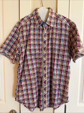 Robert Graham Multicolor Plaid Short-Sleeve Button-Up Shirt